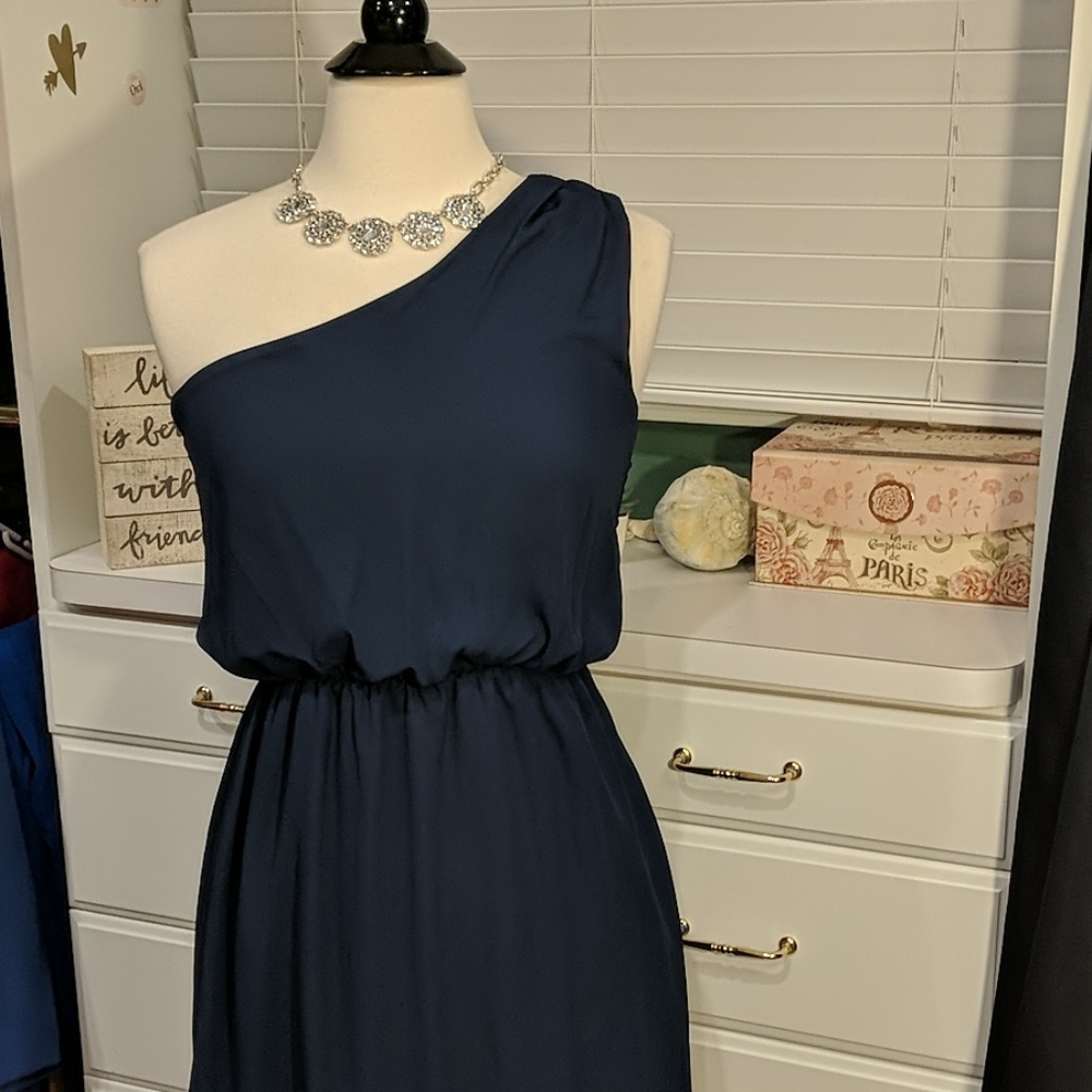 Vestique One Shoulder Navy Dress Small
